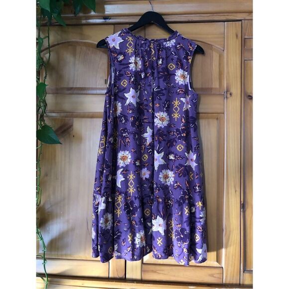 Sonoma Dress Womens Size XL Purple Floral Linen Rayon Blend  Boho - Picture 5 of 13